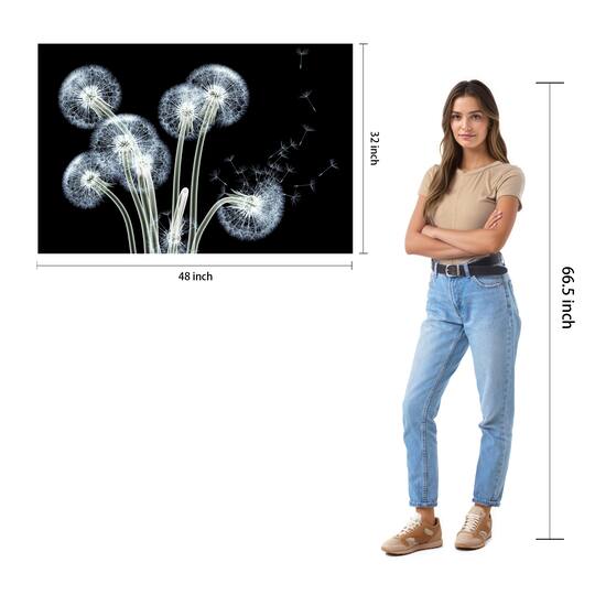 Empire Art Direct 48" x 38" 3D Dancing Dandelions Frameless Free Floating Printed Tempered Glass Wall Art